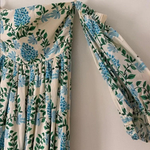 ANTHROPOLOGIE Off-Shoulder Hydrangea Maxi Dress- XXS - Picture 5 of 8